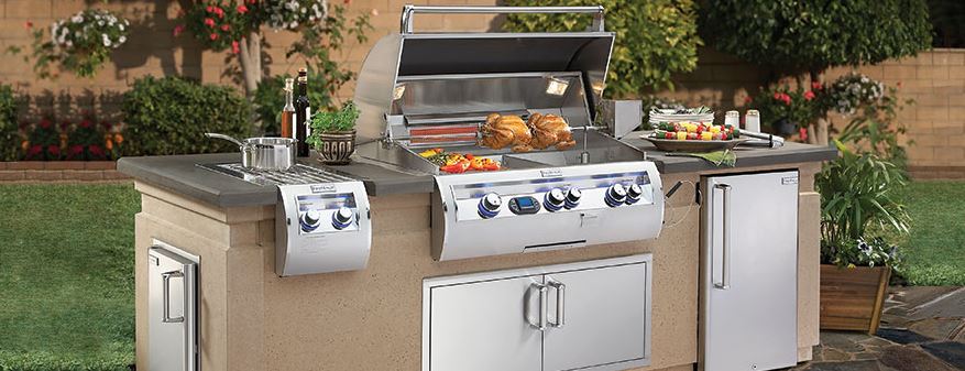 Built-in gas grill and island system